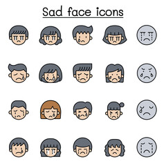 Sad face line icon
