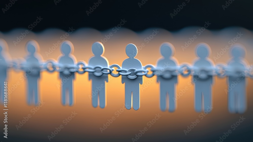 Aufkleber interconnected figures chained together symbolic of unity teamwork or dependence