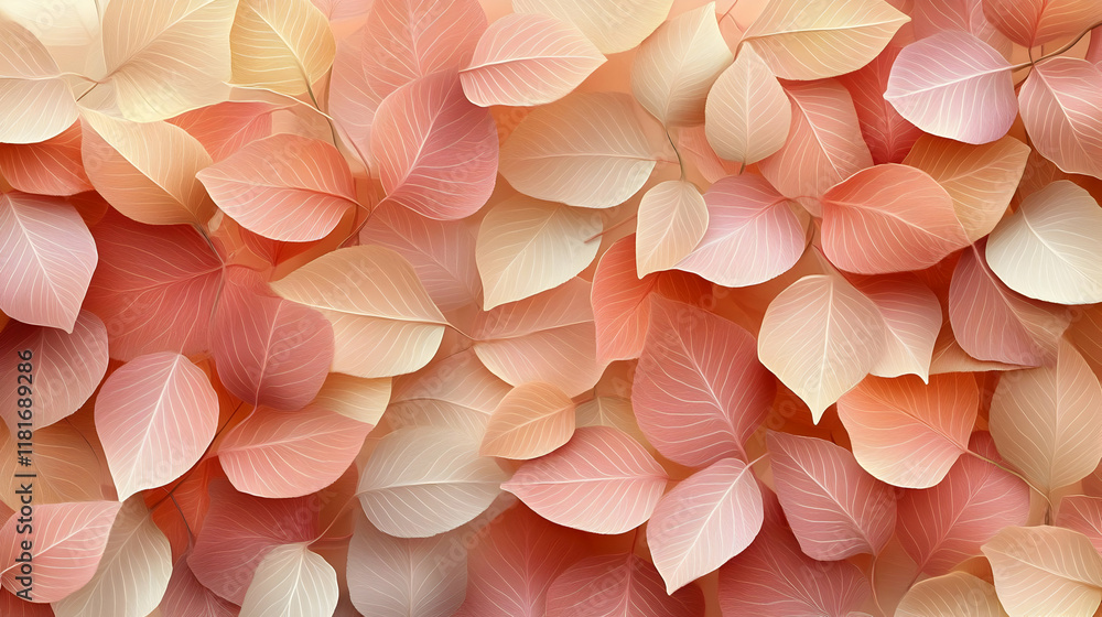 Poster pink leaves gently overlap creating a serene background