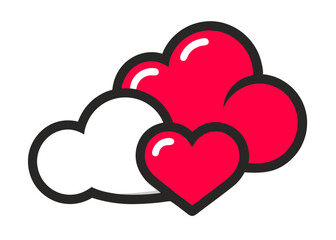 A red heart vector illustration on white symbolizes love and romance for Valentine's Day