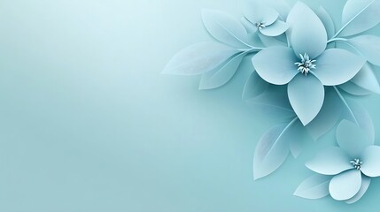 Light Blue Paper Flowers and Leaves Design
