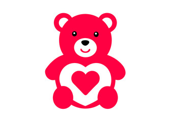 Teddy Bear with Heart Vector Illustration on White Background - Cute, Adorable, Loving, Perfect for Valentine's Day, Gifts, Kids,