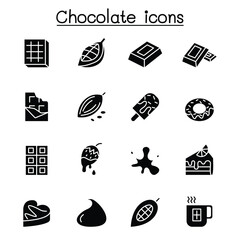 Cacao, Chocolate, Cocoa icon set in thin line style