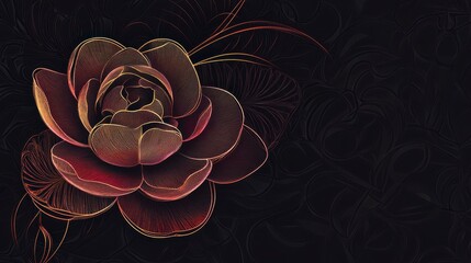 Stunning Line Art Rose on Dark Background