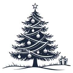 christmas silhouette tree on white background