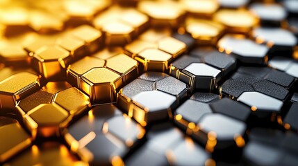 Metallic Hexagonal Tiles: A Play of Light and Texture