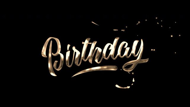 Golden Happy Birthday lettering for Birthday celebrations, party invitations, social media posts, greeting cards, and video projects