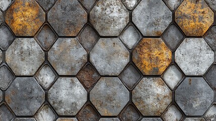 Fototapeta premium Rusty Metal Hexagon Tiles