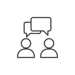 Talk icon. Simple outline style. People, two, person, 2, dialog, bubble, speech, pictogram, silhouette, chat, group concept. Thin line symbol. Vector illustration isolated. SVG