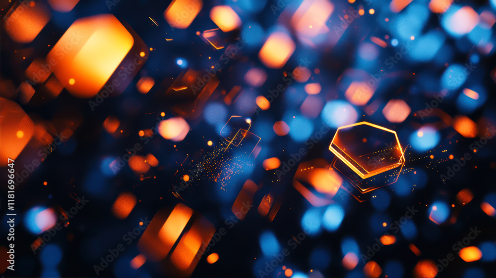 Aufkleber glowing hexagons create an abstract blue and orange background for digital design or technology them