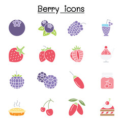Berries icon set in thin line style