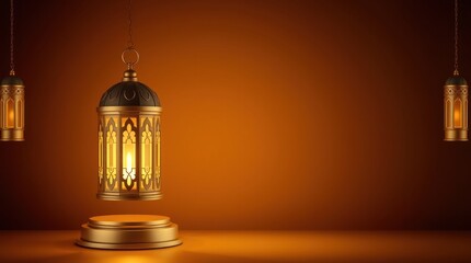 Obraz premium islamic background modern ramadan kareem lantern lamp
