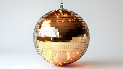 Obraz premium Golden Disco Ball Reflects Light Beams Beautifully