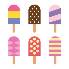 Ice cream set flat style. Ice cream vector illustration