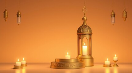 Obraz premium islamic background modern ramadan kareem lantern lamp