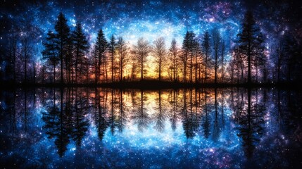 Celestial Reflection Starry Night over Tranquil Lake