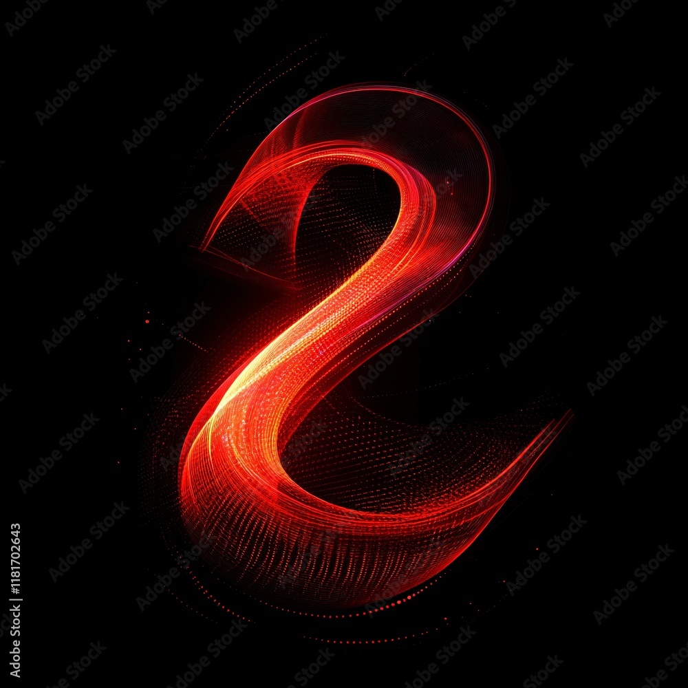 Poster abstract red energy swirl glowing light trails dynamic particle flow digital art