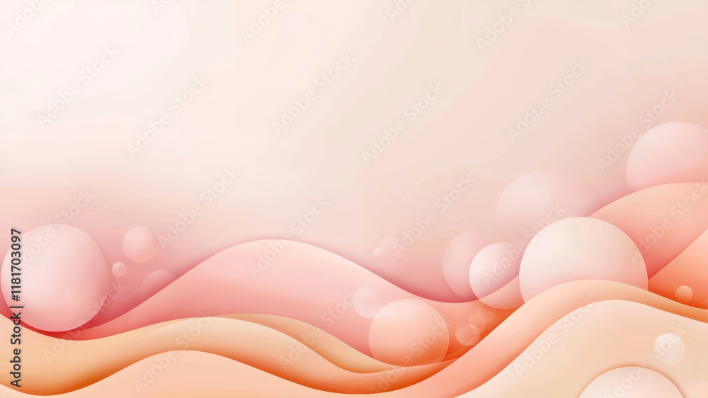 Aufkleber soft pastel abstract background with flowing shapes and spheres creating a serene atmosphere