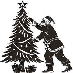 christmas silhouette tree on white background