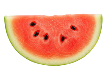 Sliced of watermelon isolated on white background, front angled view, no depth of field, sharp