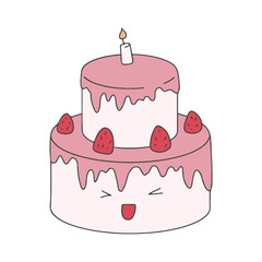 Cute Birthday Cake Illustration