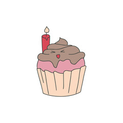 Cute Birthday Cake Illustration
