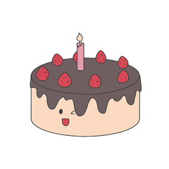 Cute Birthday Cake Illustration