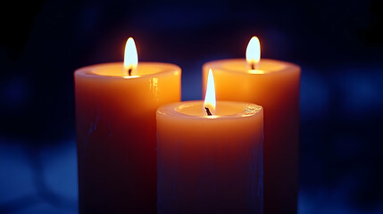Candles Glow Create Warm Ambiance in Dark Background Peacefully