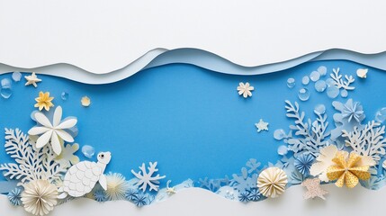 Paper art composition featuring vibrant wildlife with ample space for text input