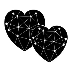 Connected Hearts vector silhouette