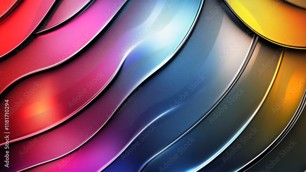 Aufkleber colorful metallic waves create an abstract art piece with dynamic reflections and smooth gradients