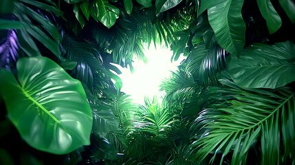 Lush Tropical Leaves 3D Background