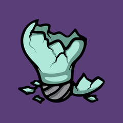 Broken lamp bulb cartoon illustration