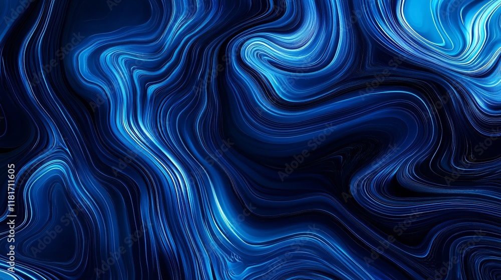Aufkleber a mesmerizing abstract design featuring flowing blue waves and curvatures, creating a dynamic visual