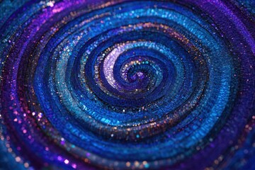 Swirling galaxy of colors in shades of blue and violet captivates the senses with shimmering textures at twilight