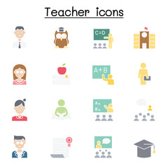 Teacher icon set in thin line style