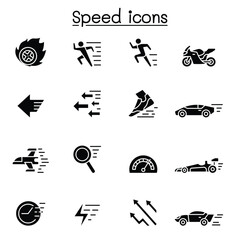 Speed, Fast icon set in thin line style