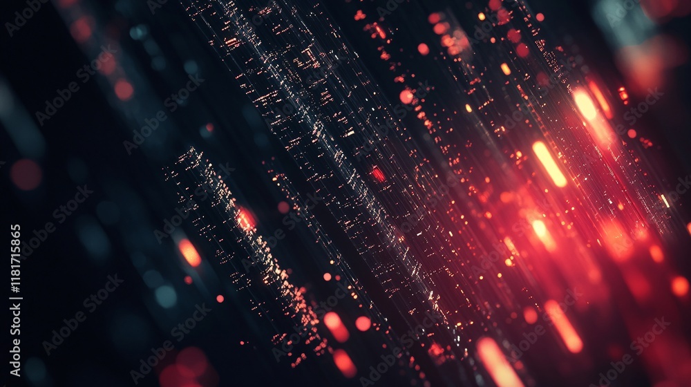 Aufkleber abstract digital data stream with glowing red and orange lights, creating a futuristic and dynamic a