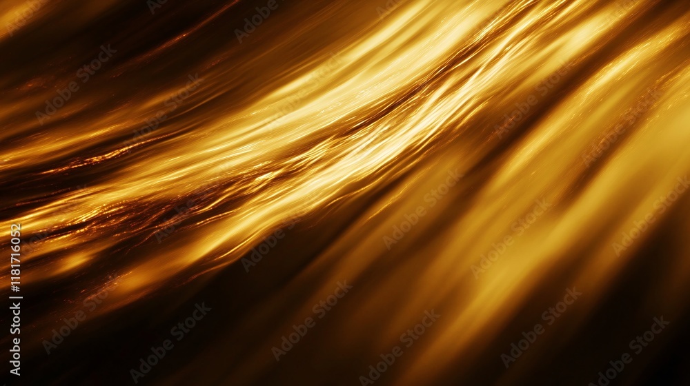 Poster a mesmerizing golden wave of light flows gracefully, creating a sense of warmth and calmness.