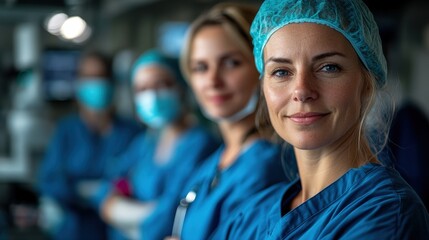 A close-up portrait of confident female surgeons showcasing their dedication and professionalism, highlighting the essential role of women in the healthcare field.