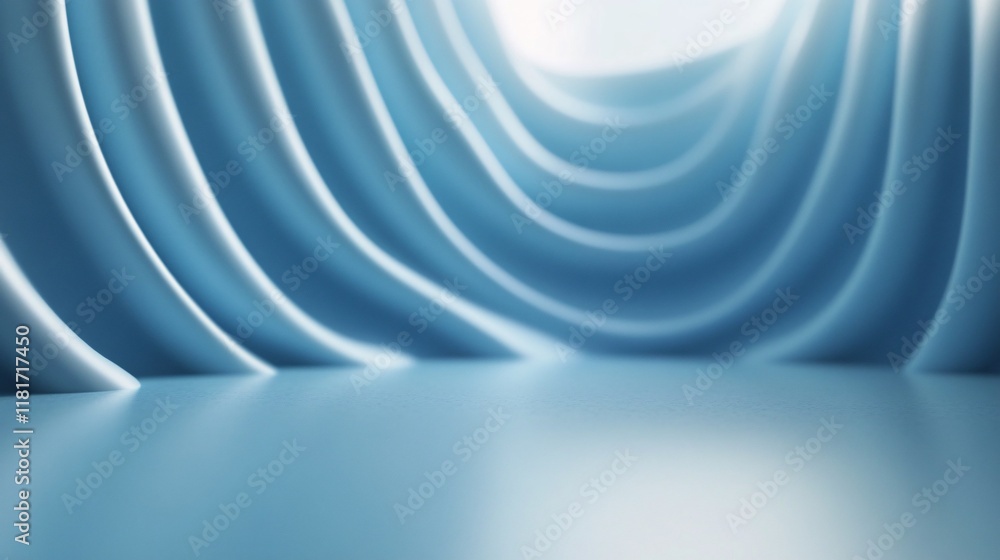 Wall mural abstract blue waves creating a serene and modern atmosphere.