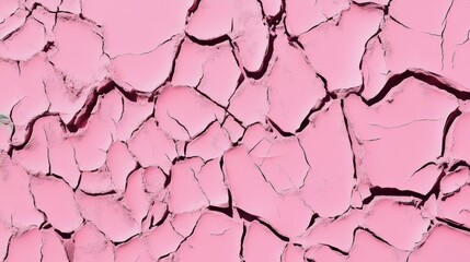 Fototapeta premium Stunning Pink Cracked Earth Texture, Arid Land Detail, Vibrant Color Palette, Desert Landscape, Dry Ground, Delicate Cracks, Dramatic Texture