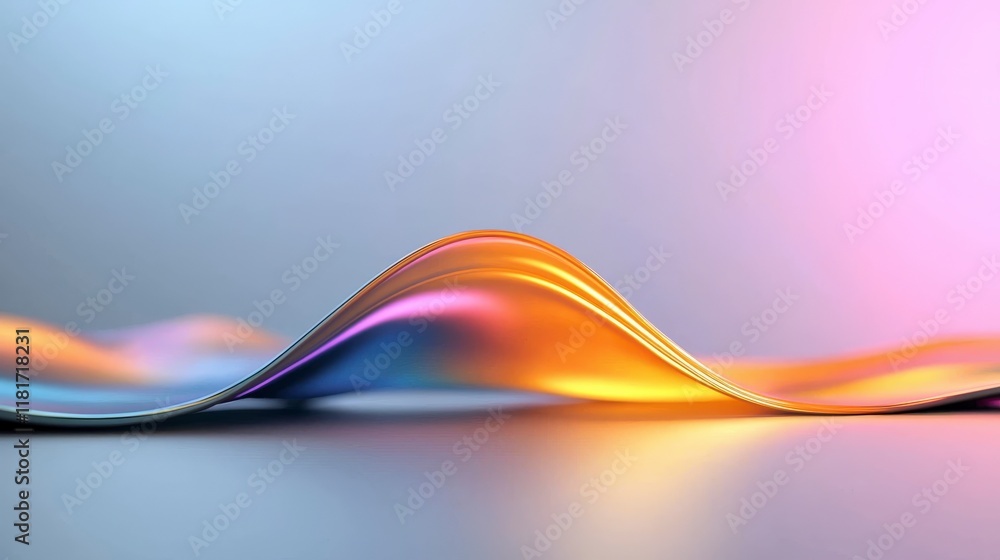 Poster fluid abstract wave with vibrant colors and soft light reflection on smooth surface