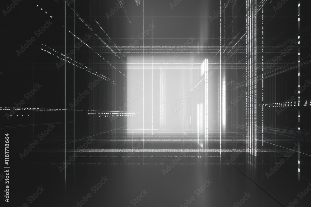 Aufkleber minimalistic grey background depicting an advanced ai network grid design