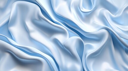 Fototapeta premium Flowing blue satin fabric creating a serene and elegant texture.
