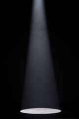 Close up of light beam isolated on black background with copy space