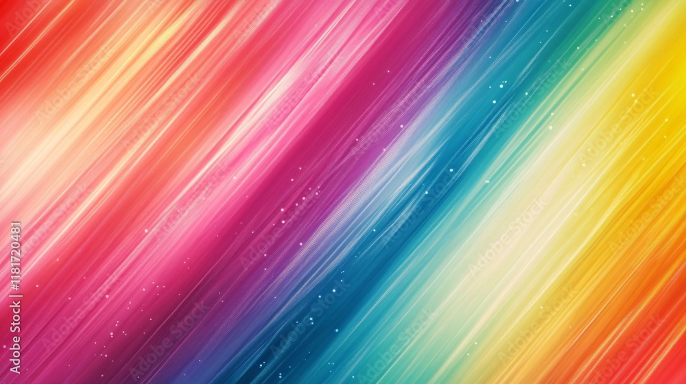 Poster a vibrant and colorful abstract image featuring a spectrum of hues in diagonal streaks, creating a l