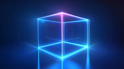 Fototapeta premium Abstract blue background with glowing geometric lines. Modern blue gradient square shape design. Futuristic technology concept. Suit for brochure, corporate, website, poster, banner, cover modern