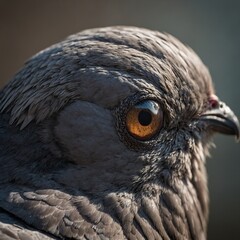 A realistic close-up of a pigeon's eye on a plain background.