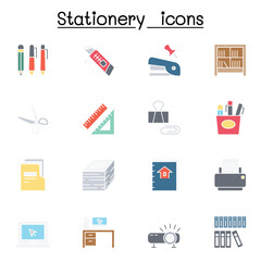 Stationery icon set in thin line style